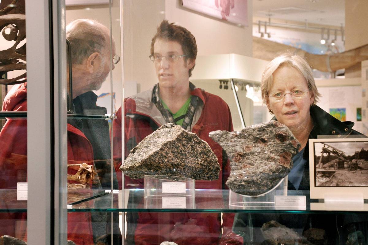Visitors enjoy an exhibit at the Robert M. Linsley Geology Museum.
