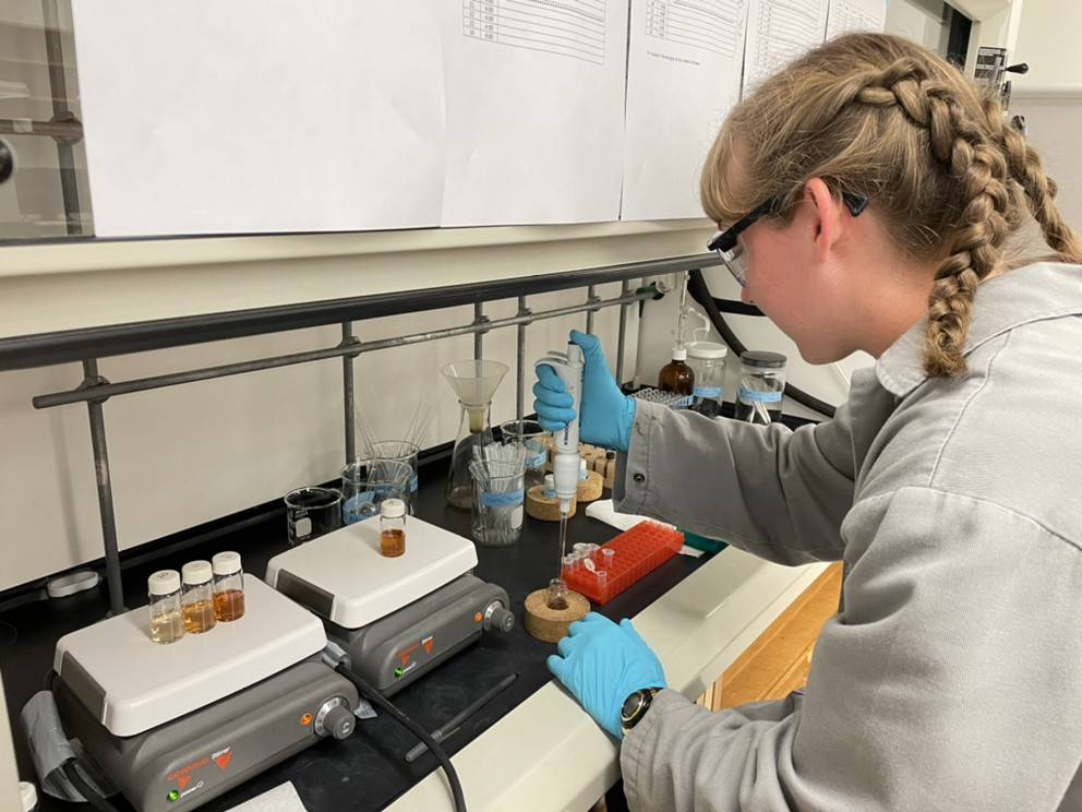 student conducts chemistry research