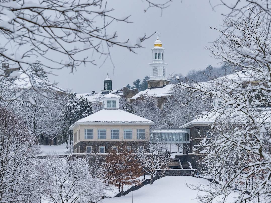 The vlog campus is pictured after a snowfall